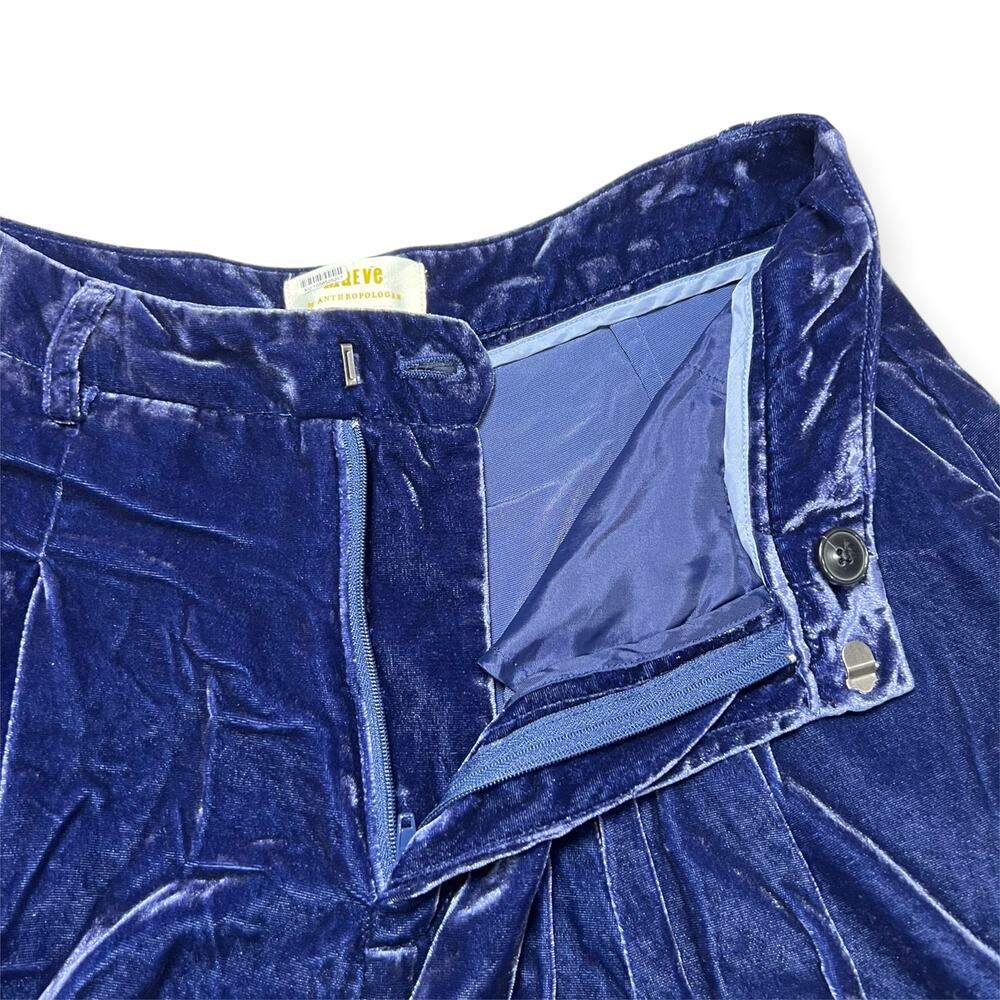 Maeve Anthropologie Avery Velvet Wide Leg Trousers 6P Petite Blue Purple - Picture 6 of 10
